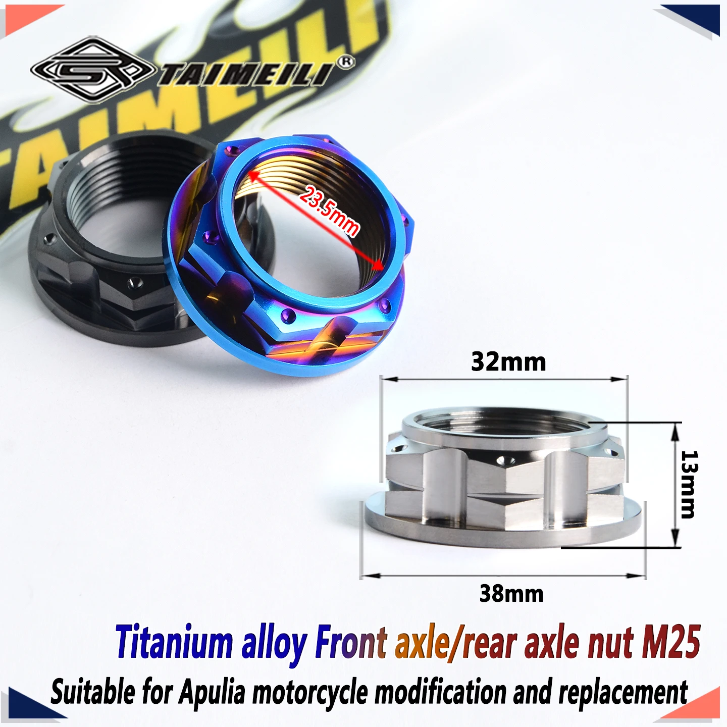 TAIMEILI Titanlegierung Hinterachsmutter/Vorderachsmutter M25 passend für Apulia RSV4 Modelle Motorrad-Mod-Ersatzbefestigung 1 Stück – Detail 6