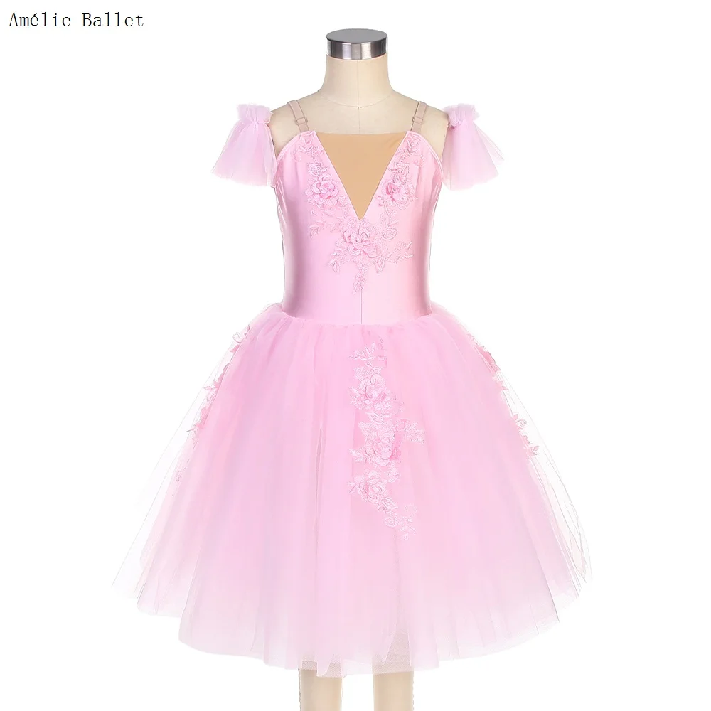 

22032 Pink Spandex Leotard Bodice Romantic Length Ballet Turu for Child and Adult Ballerina Stage Performance Dancewear