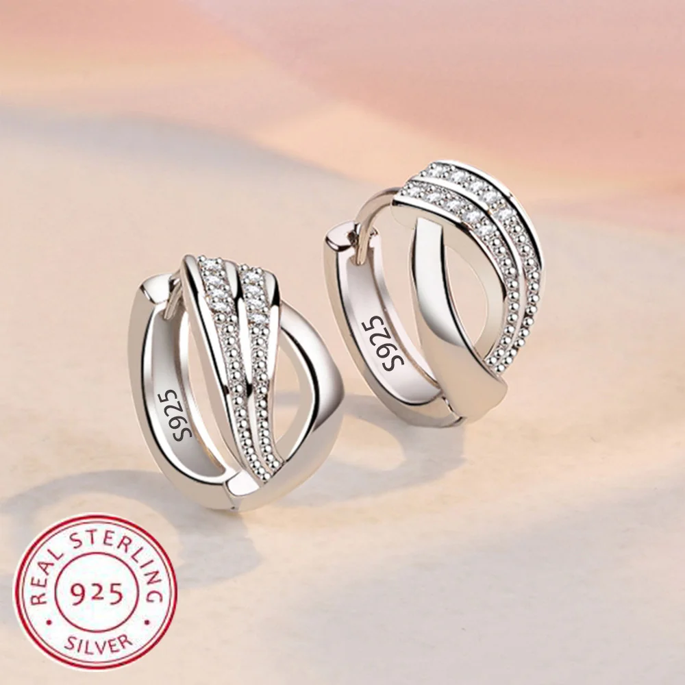 

Серьги-гвоздики из стерлингового серебра 925 пробы с кристаллами циркония и кубическим цирконием для женщин, ювелирные изделия из стерлингового серебра