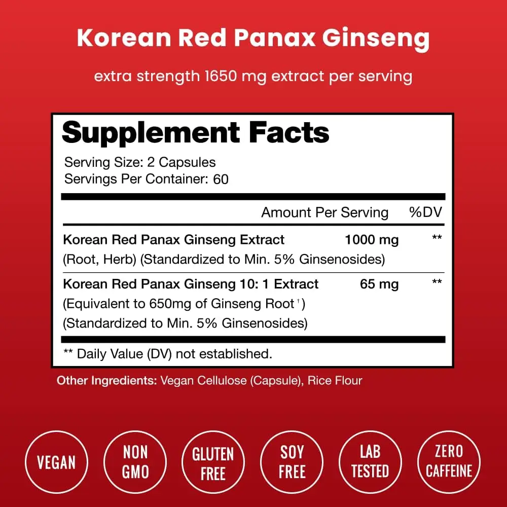 PTVSE cápsulas de raíz de Maca y cápsulas de Ginseng coreano, paquete de 2