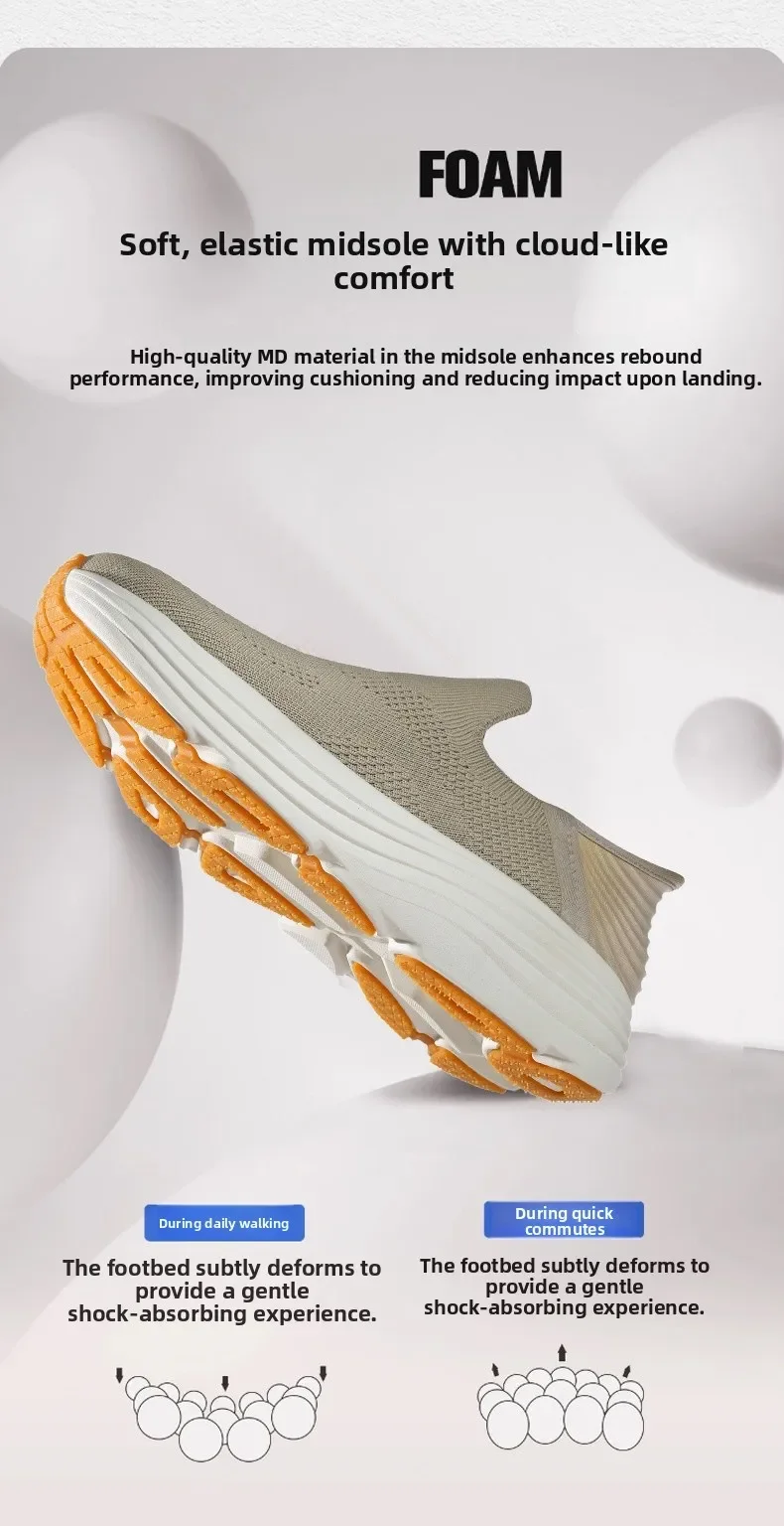 New Men Wide Toe Slip On Mesh Sneakers Breathable Thick Sole Shock Absorbing Walking Shoes Casual Commuting Shoes
