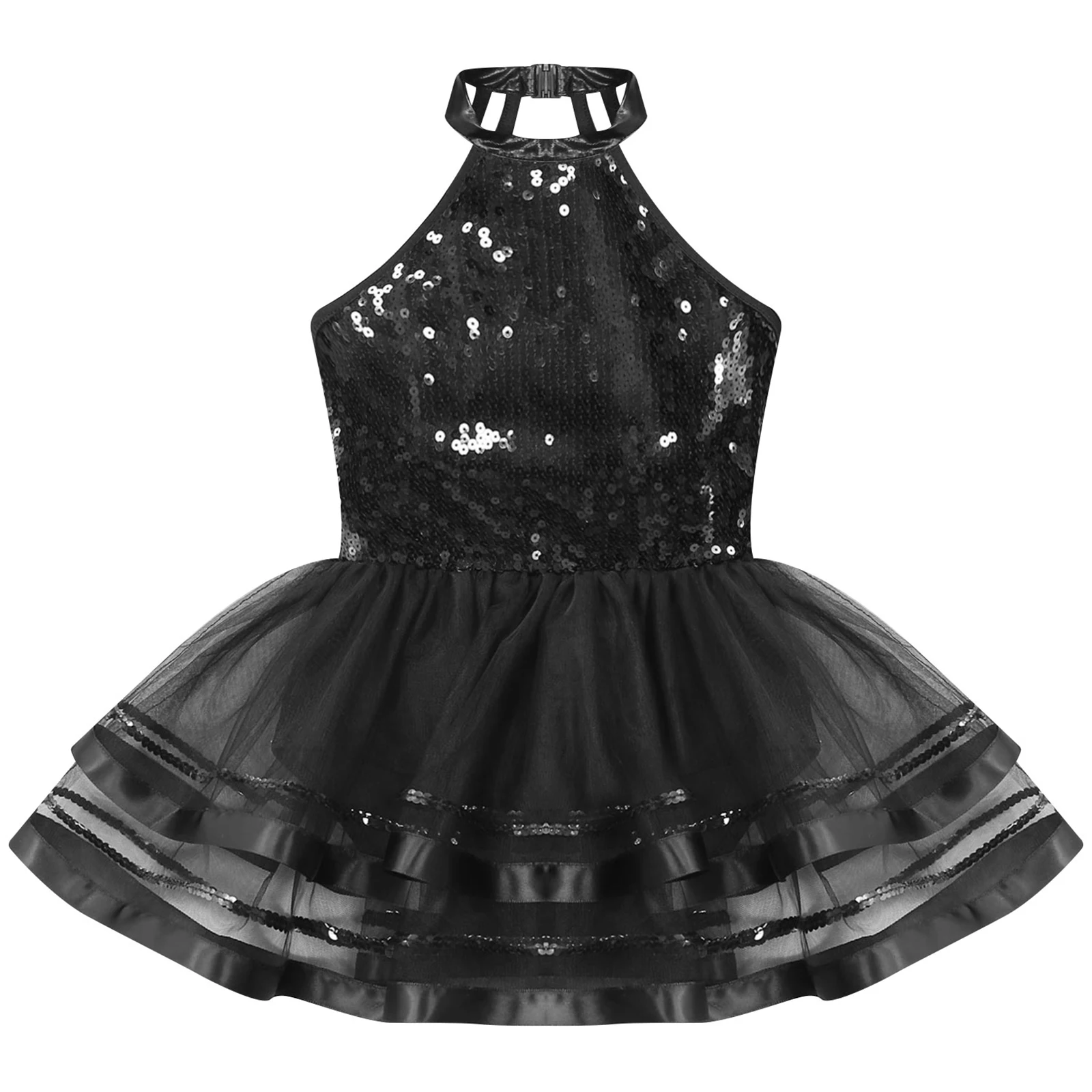 Crianças meninas lantejoulas brilhantes ginástica collant ballet tutu malha vestido de dança princesa bailarina trajes desempenho dança latina