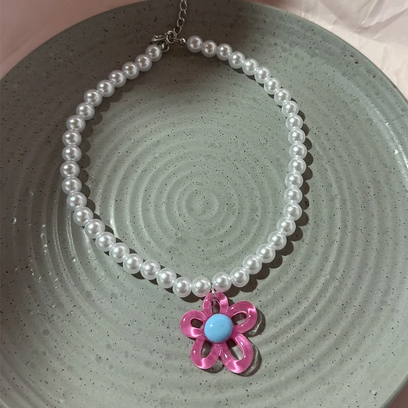 Fashion Cute Ceramic Red Fruit Pendant Handmade Beaded Adjustable Choker Necklaces For Women Aesthetic Y2K Jewelry Accessories