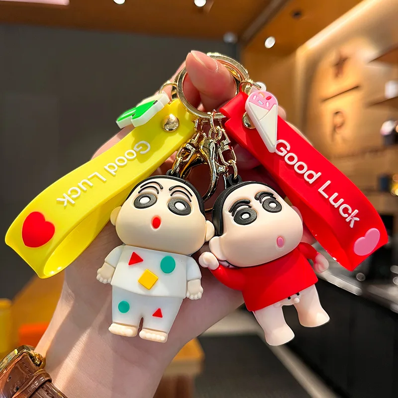 

Cute Cartoon Crayon Shinchan Keychain Silicone Three-dimensional Figurine Car Keychain Bag Fashion Toys Anime Cartoon