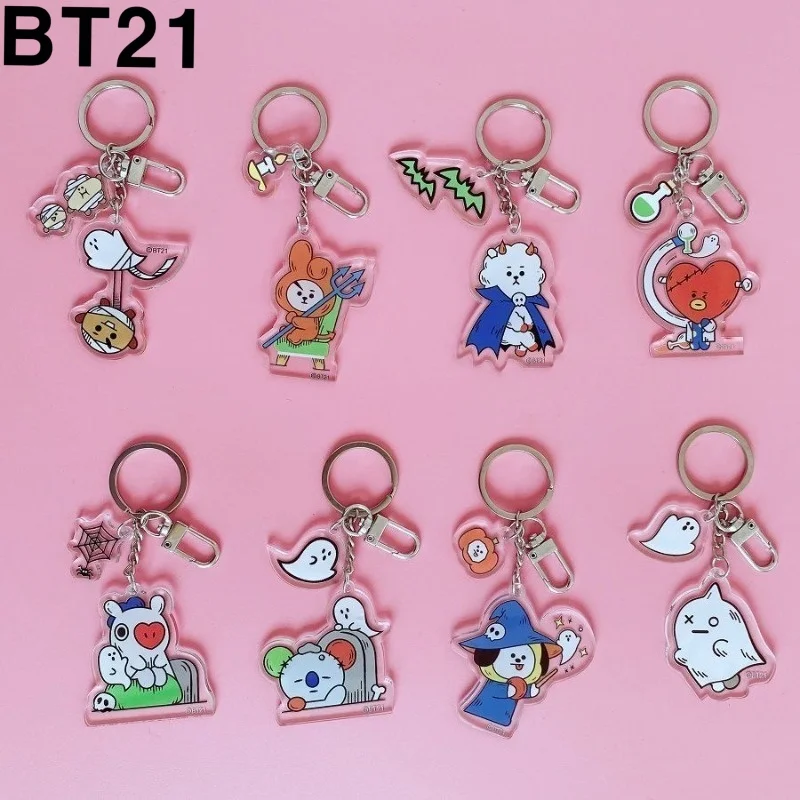 

Милый акриловый брелок серии BTS BT21 с креативным мультяшным рисунком, модный и универсальный двусторонний кулон