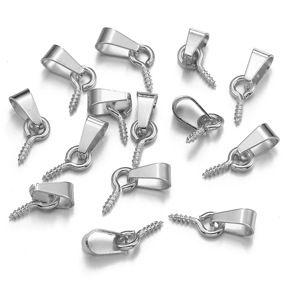 20pcs Stainless Steel Screw Eye Pins Bail Top Drilled Beads End Pendant Charms Connectors Dangle Charm for Jewelry Making DIY
