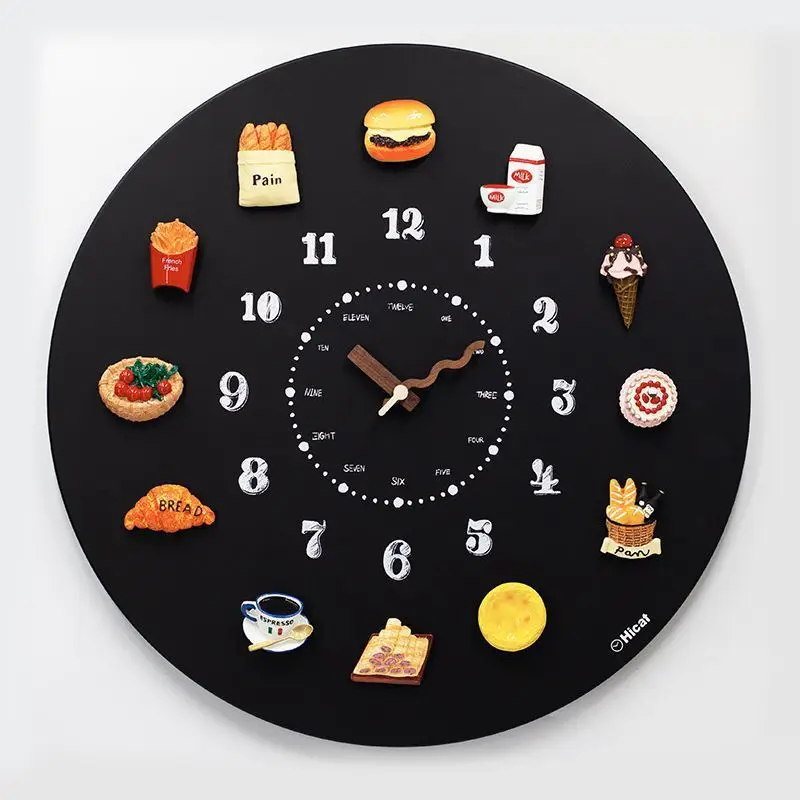 Blackboard wall clock tile pastoral DIY magnetic wall  high-end art clock living room home decoration watch