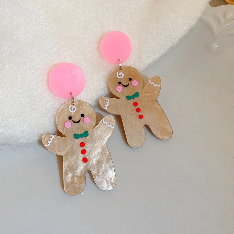 2 pairs Christmas Star Leaf Alpaca Snowflake Snowman Water Cups Geometric Socks Dangle Eaeeings for Women Personality Earrings