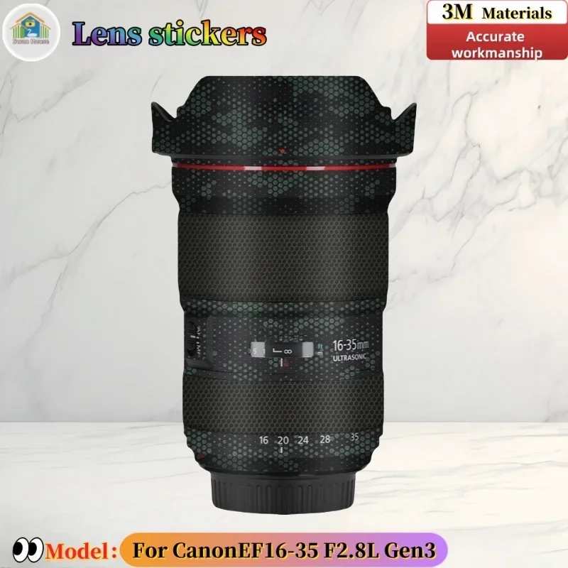 EF1635F2.8L para CanonEF16-35 F2.8L Gen3 pegatina de lente de cámara, piel DIY, película protectora resistente al desgaste de sastrería de precisión