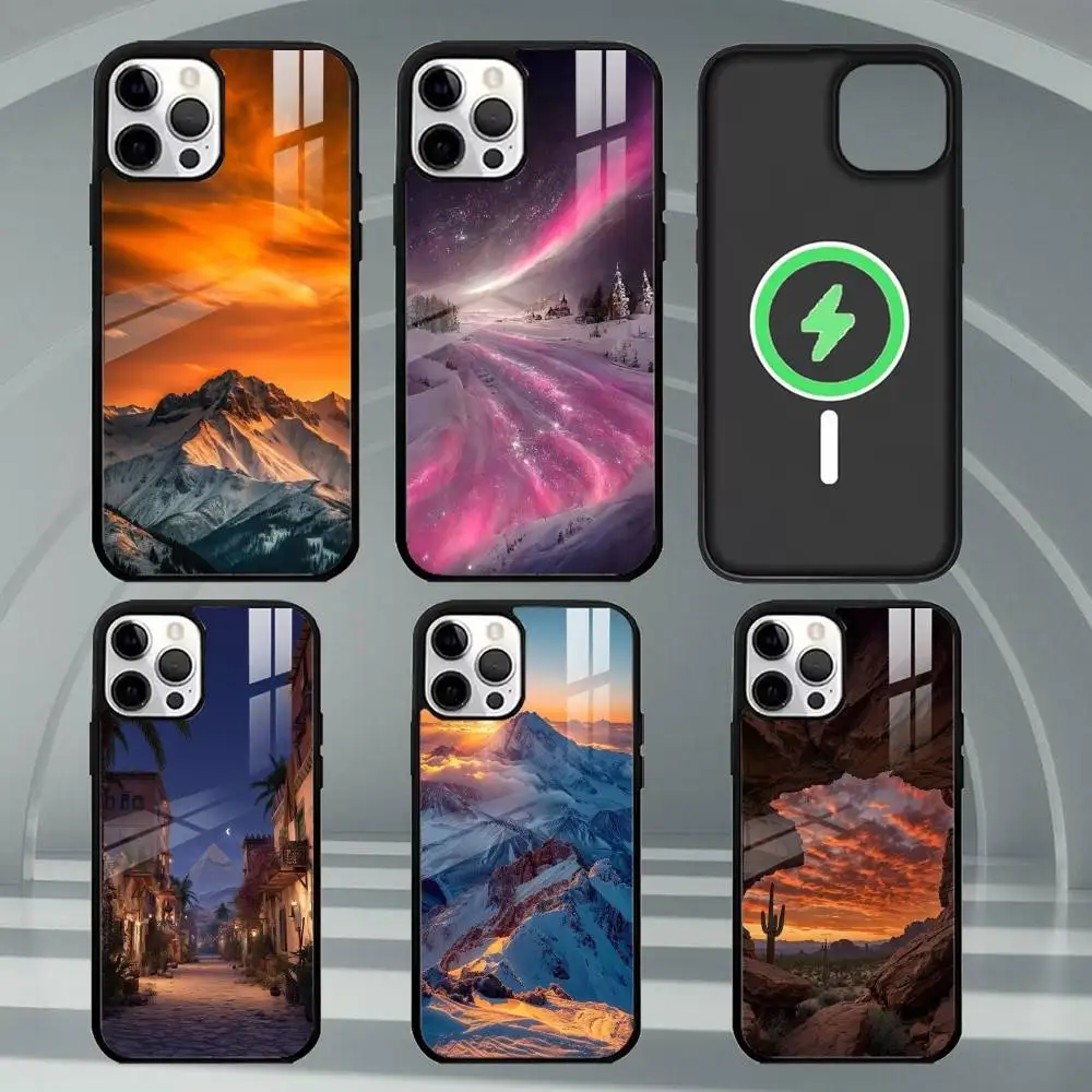 

Mountains landscape Travel Phone Case For iPhone17,16,15,14,13,12,11 Plus,Pro Max Magnetic For Magsafe Wireless Charging