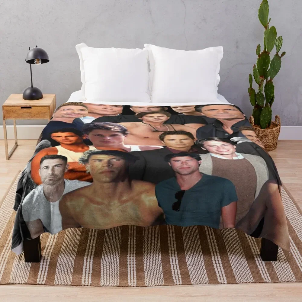 

rob lowe photo collage Throw Blanket Sleeping Bag Dorm Room Essentials halloween Fluffys Large Multi-Purpose Blankets