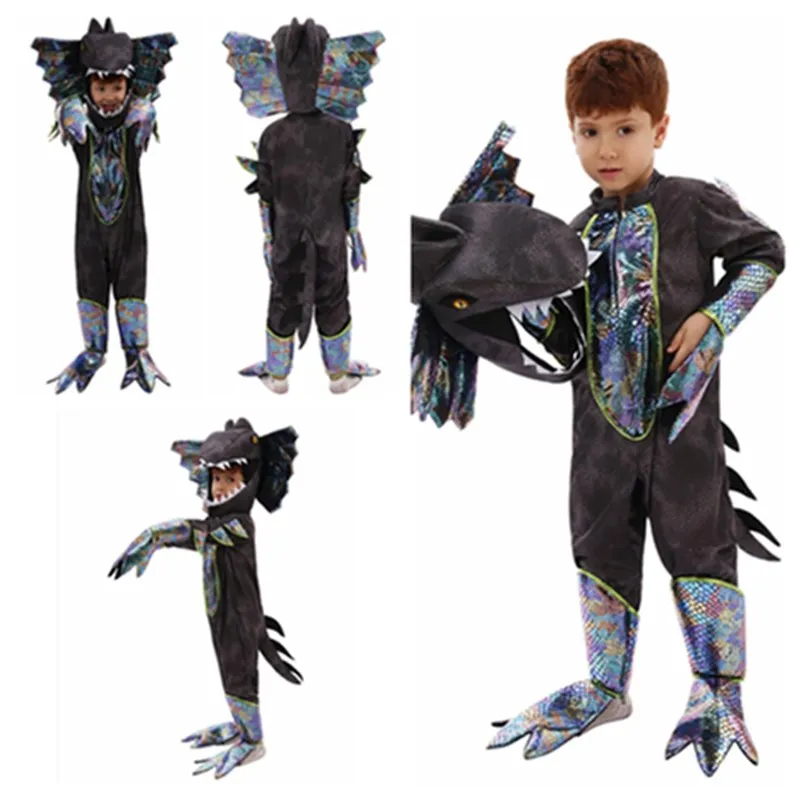 

Cartoon Dinosaur Cosplay Costume Kids Children Jumpsuit Headgear Stage Performance Clothes Outfits Halloween Carnival Party Suit