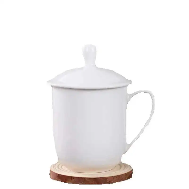 Conference Cup Tea Hotel Ceramic Pure White Medium Office Drinking With Lid