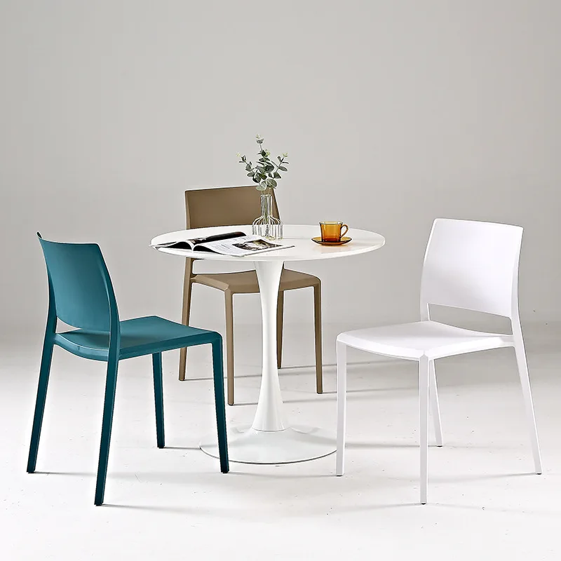 Wuli Modern Minimalist Back 4pcs Chair Nordic Adult Restaurant Dining Chair Home Leisure Thickening Stackable Plastic Chair