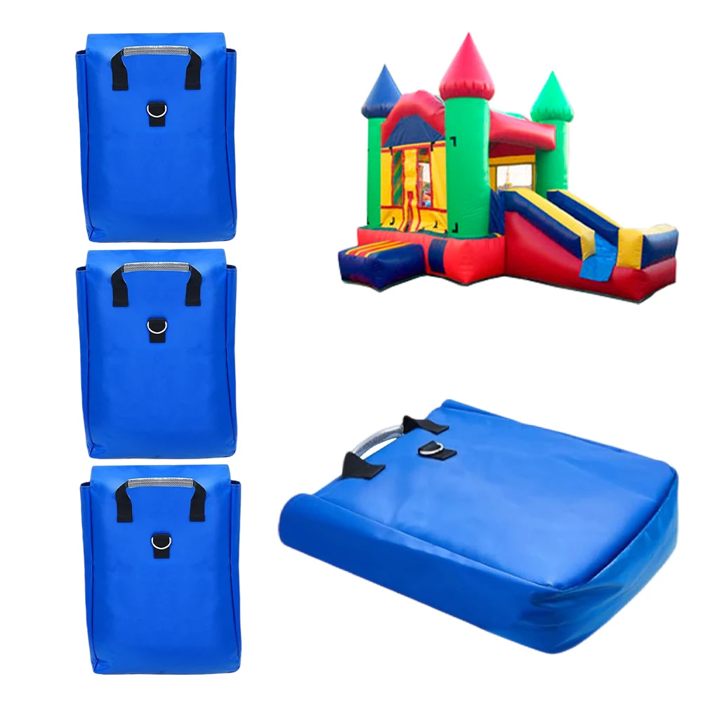 

4 Pack Vinyl Sand Bags Bounce House Sand Bags with Handle Holds 55 Pound Capacity for Bounce House Inflatable Water Bounce House