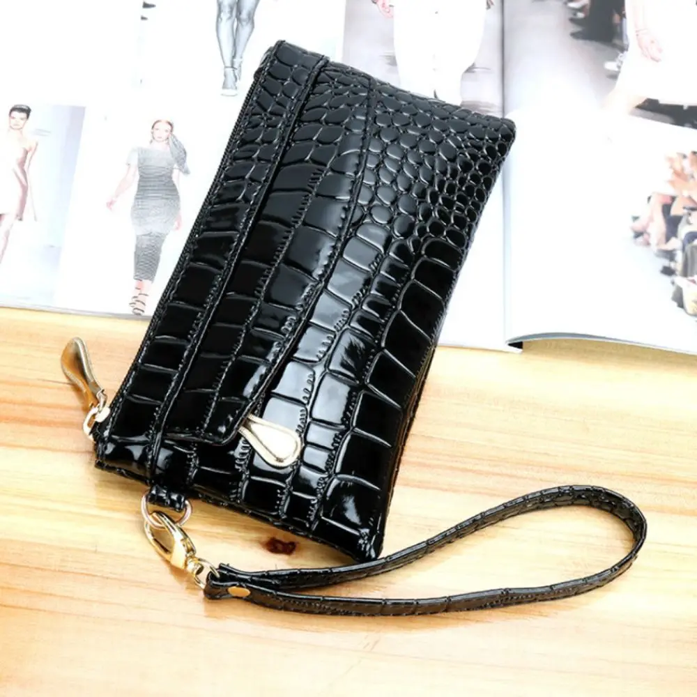 New Leather Women Long Wallets Double Zipper Fashion Ladies Wallet Crocodile Purses Design Red Purse Bag Clutch Bag