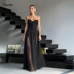 Black Prom Dresses Elegant Sweetheart Chiffon Formal Occasion Gowns for Women Long Evening Dress Vestidos De Fiesta Customized