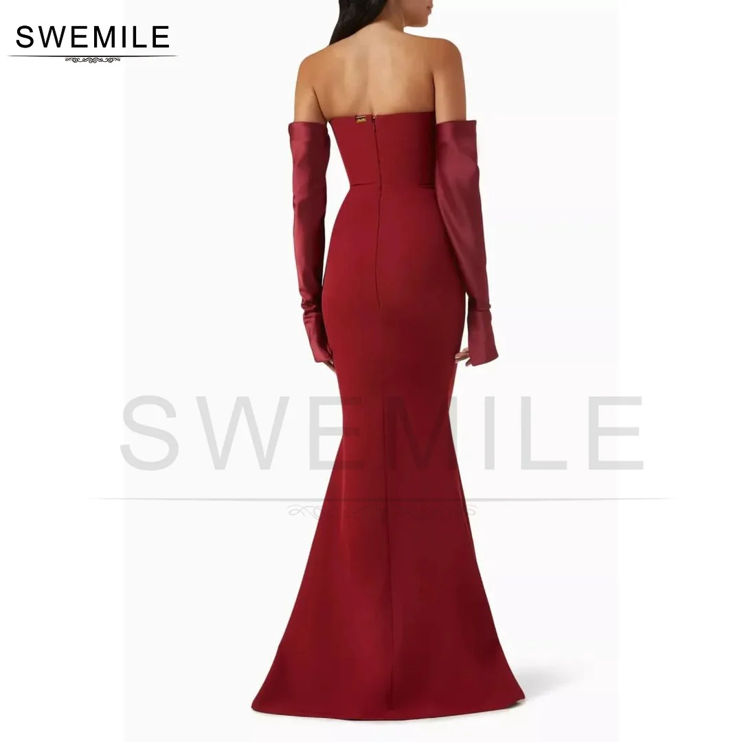 SWEMILE Mermaid Strapless Floor-Length Long Sleeves Zipper Up Prom Dresses Wedding Party Dress Elegant And Beautiful Dresses