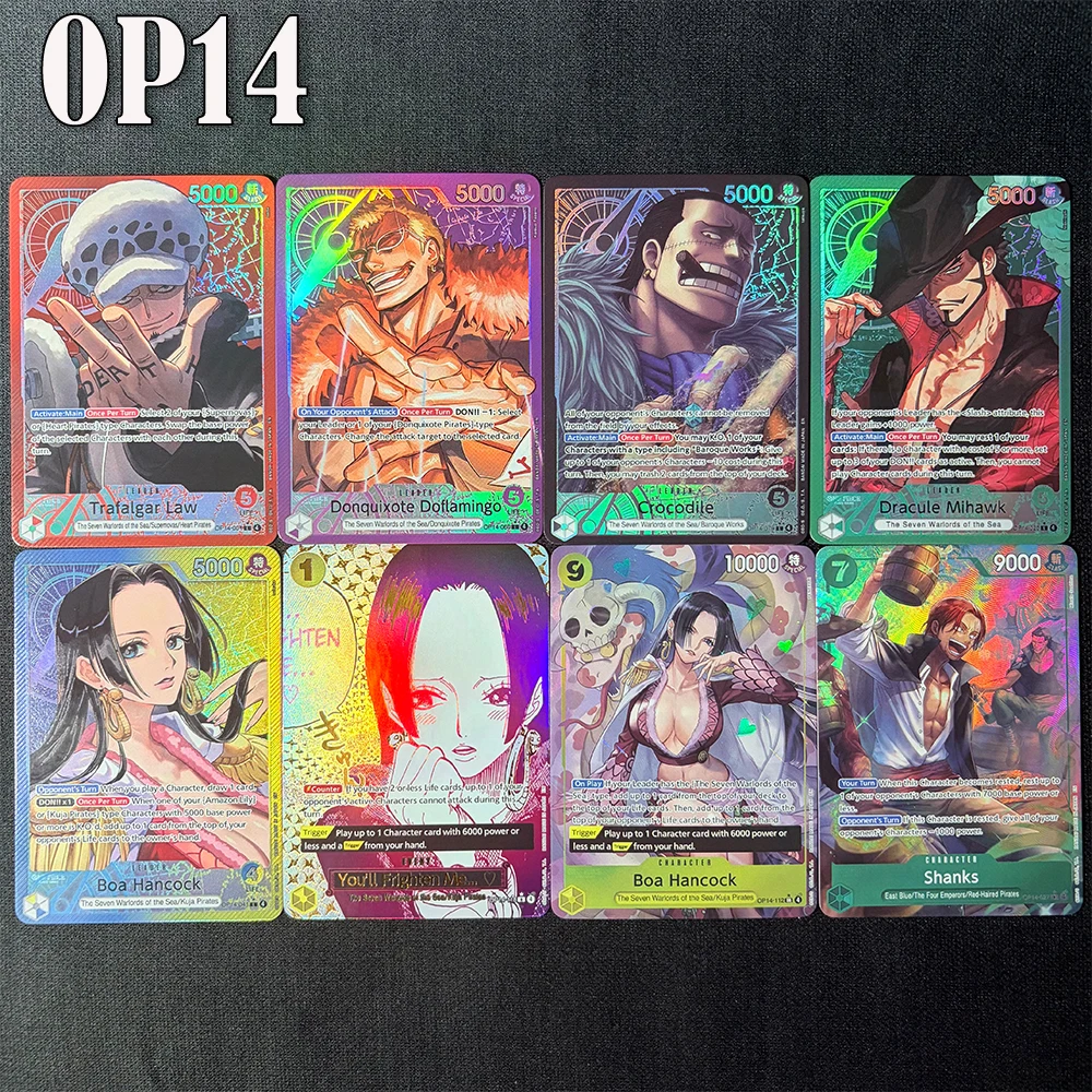 

OPCG Card Mihawk OP14-020 Hancock Crocodile Jinbe Law Doflamingo The Azure Sea's Seven English TCG Anime Proxy Card
