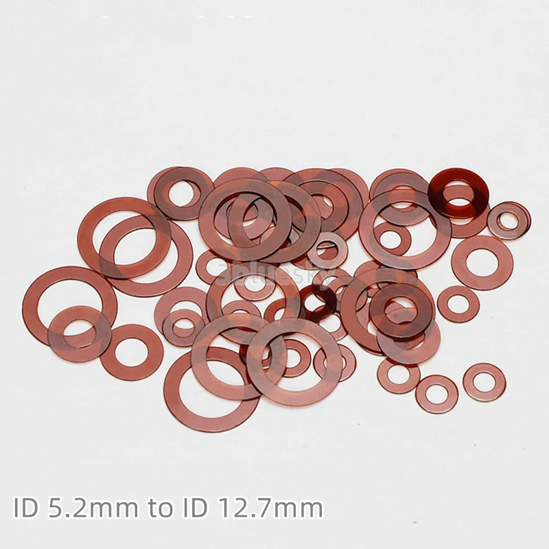 

Custom 100pcs PI Washer Organic High Molecular Polyimide Spacer Shim Gasket ID 5.2mm to ID 12.7mm