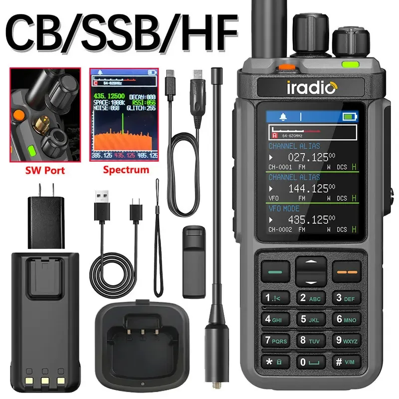 iradio-uv-98-plus-talkie-walkie-10w-multi-bande-am-fm-sw-cb-ssb-hf-24-grand-ecran-longue-portee-radio-amateur-avec-cable-de-programmation