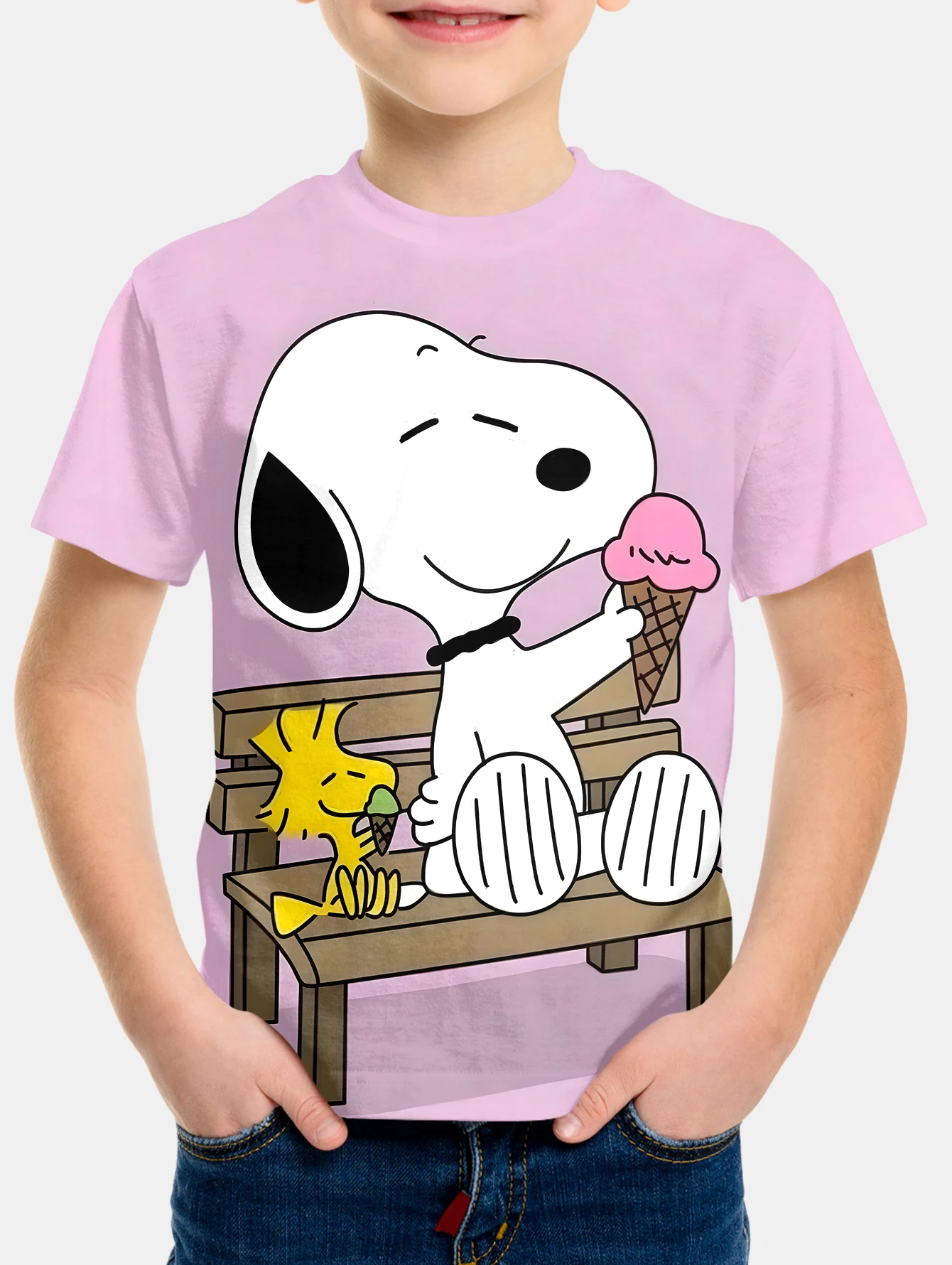 

Snoopy Children T-shirt Top Clothes for Children Boys Wear Kids Summer Clothes Children's Boy's Clothing Short Sleeve Tops 2024