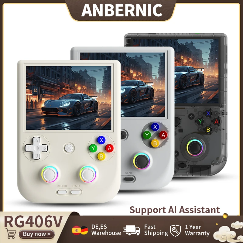 ANBERNIC – Console de jeu portable rétro RG406V, écran multi-touch IPS de 4 pouces, Android 3D Hall, Joystick 5500mAh, lecteur vidéo 1080p DP Out
