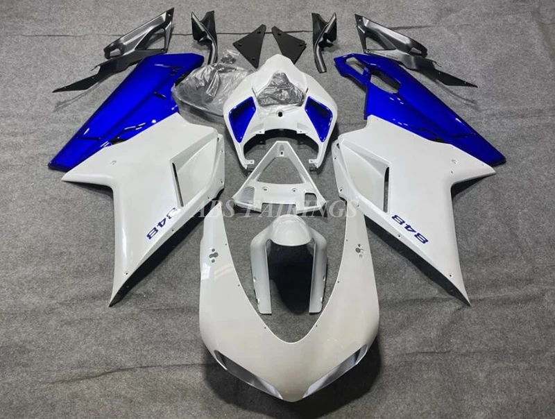 4Gifts New ABS Whole Motorcycle Fairings Kit Fit For DUCATI 848 evo 1098 1198 1098s 1198s Bodywork Set Custom White Blue