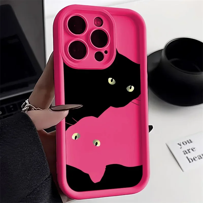 

Soft Phone Case For iPhone 15 Case Cover iphone 11 12 13 14 Pro Max XS XR X 7 8 Plus SE 2020 Lovely Animal Cat Shockproof Bumper