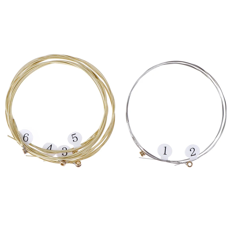 6 szt./zestaw Uniwersalne struny do gitary akustycznej z mosiężnym sześciokątnym rdzeniem stalowym do instrumentów muzycznych, struny do gitary, część do gitary