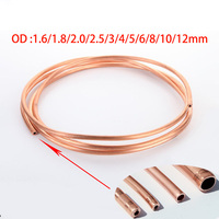 1-10Meter Soft Copper Tube Coil OD 1.6/1.8/2/3/4/5/6/8/9/10/12mm 99.9%Pure Coppers Wire Pipe Air Conditioner Cooling DIY Crafts