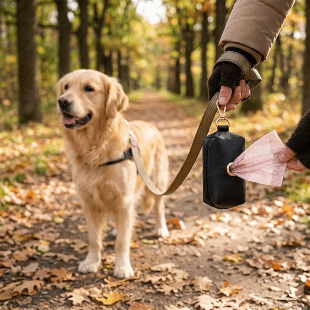 Porte-sac à crottes pour animaux de compagnie en tissu imperméable, taille mini, couleur unie, porte-sac à crottes léger, fermeture éclair, pochette de promenade pour animaux de compagnie