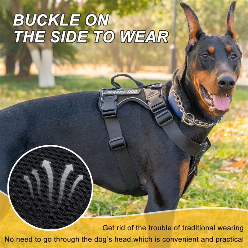 Tactical Pet Dog Harness Adjustable Reflective Breathable Dog Escape Proof Vest Harness Small Medium Large Dog Pet Supplies