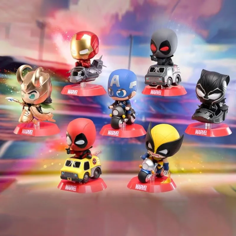

Hot Toys Marvel Comics Iron Man Deadpool Cosbi Rider Blind Box Vehicle Driving Series Room Desktop Decoration Festival Gift