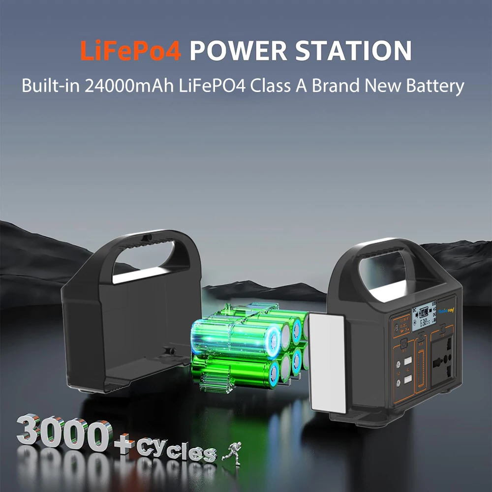 100W centrale elettrica portatile 220V/110V generatore solare esterno emergenza Mobile Power Bank 24000mAh LiFePO4 per campeggio Power LED