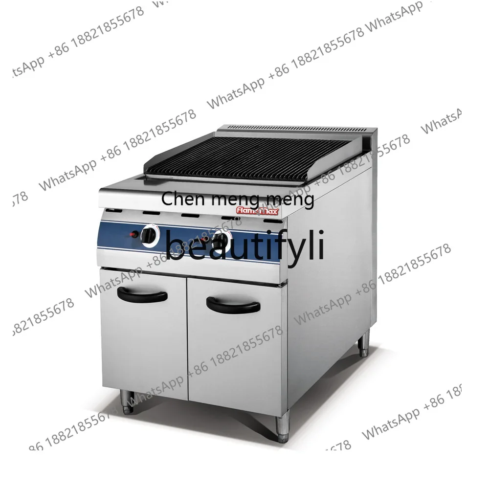 

Z189 Gas Volcanic Stone Grill Commercial Vertical Stainless Steel BBQ Grill with Storage Cabinet