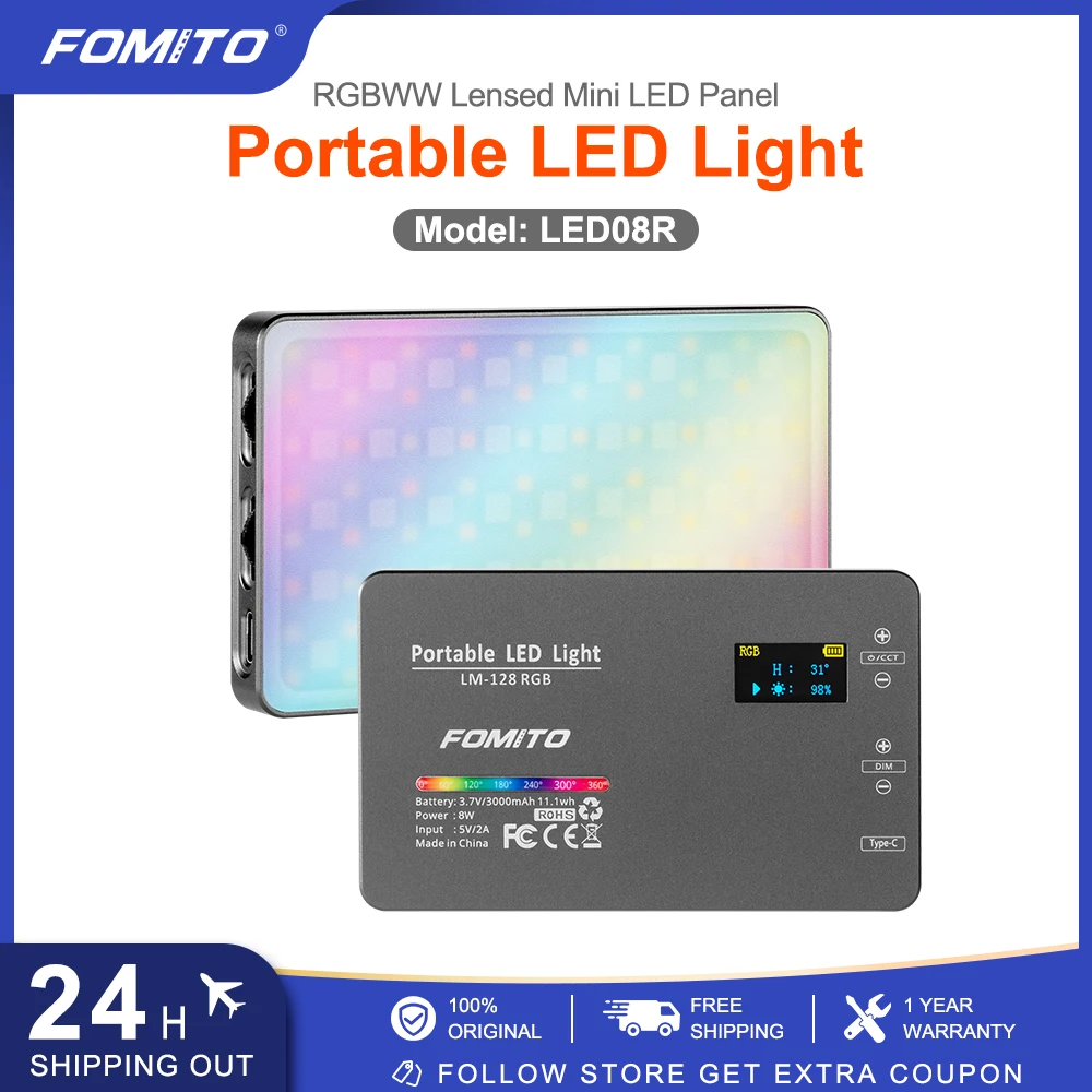 

Fomito RGB видеосвет полноцветный панельный светильник 3000 мАч светодиодный светильник CRI96 + 2500-9000K освещение для фотосъемки с регулируемой яркостью