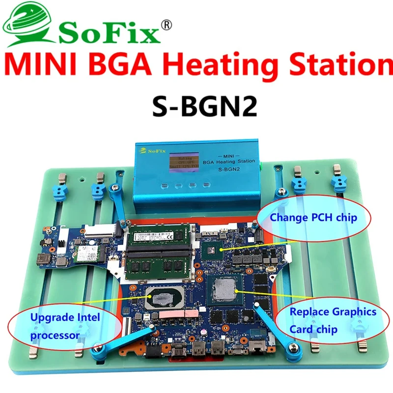 Imagem -02 - Mini Estação de Aquecimento Bga para Macbook Pro Logic Motherboard Heat Solder Soldagem t2 Chip Remoção de Cola Fix Repair Tool Sofix-s-bgn2