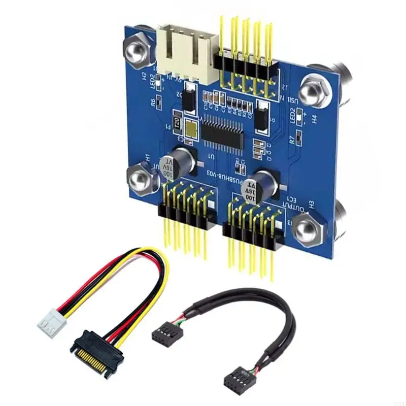 C90F Motherboards USB 2.0 Header Splitter Extension Cable Double 9Pins Port Simultaneous Device Connection Not Need Driver