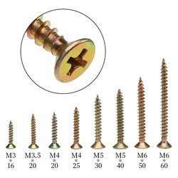 10/30pcs Cross Countersunk Fiberboard Screws Chipboard m3 m3.5 m4 m5 m6 Zinc Coated Flat Head Self Tapping Wood Screw Nail