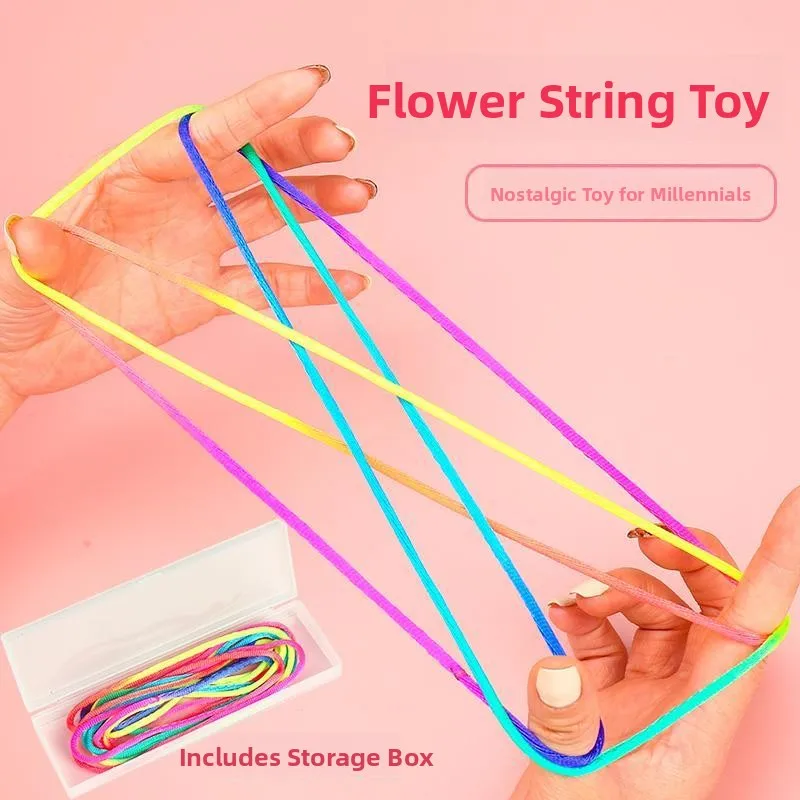 

Children's Rainbow Colored Flower Rope Folding Tool Elastic Band Student Toy Primary School Pi Flower Rope Pet Supplies