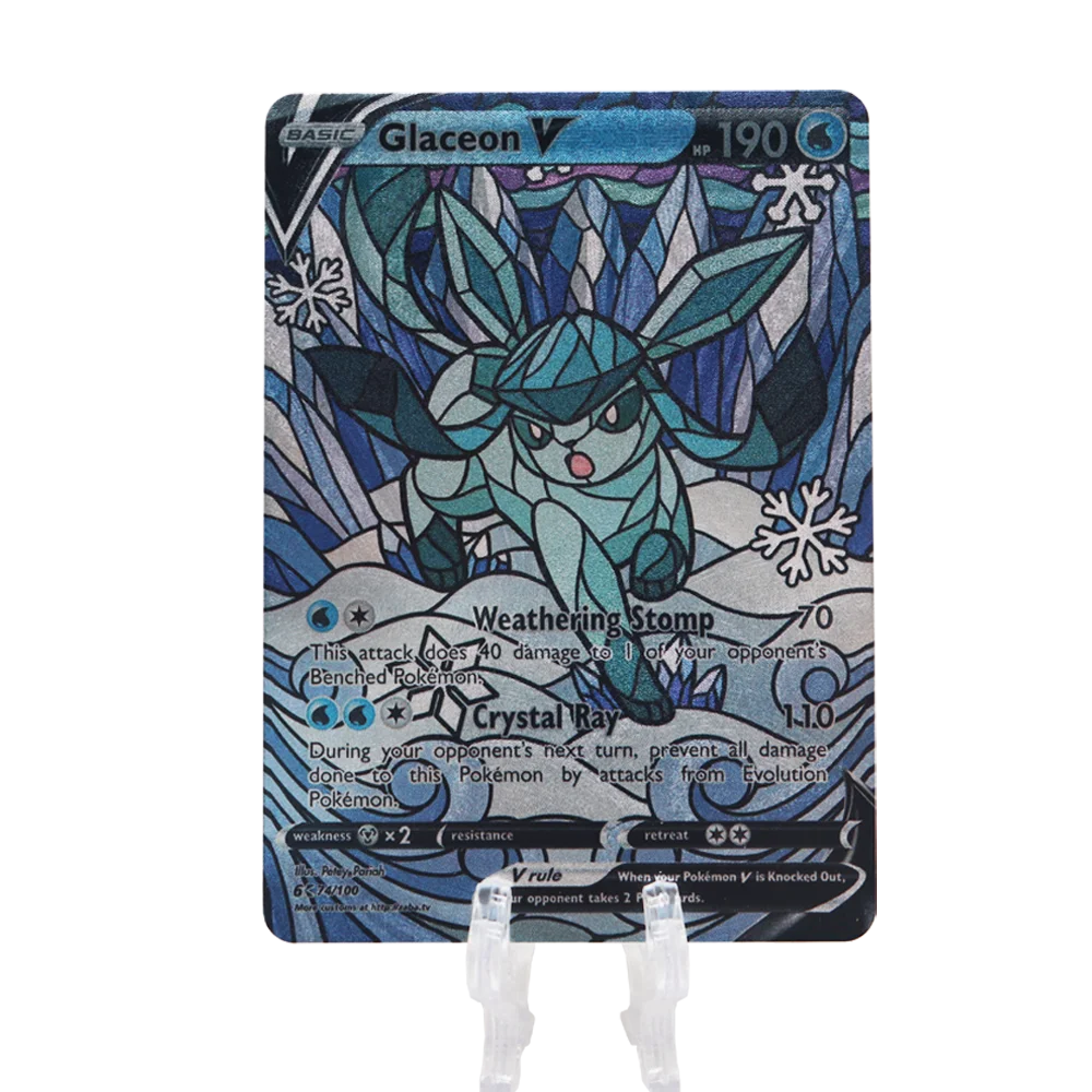 PTCG Animais Flash Cards, Inglês DIY Eevee, Glaceon, Vaporeon, Flareon, Espeon, Leafeon, Sylveon, Jolteon, Game Collection Card, Presente