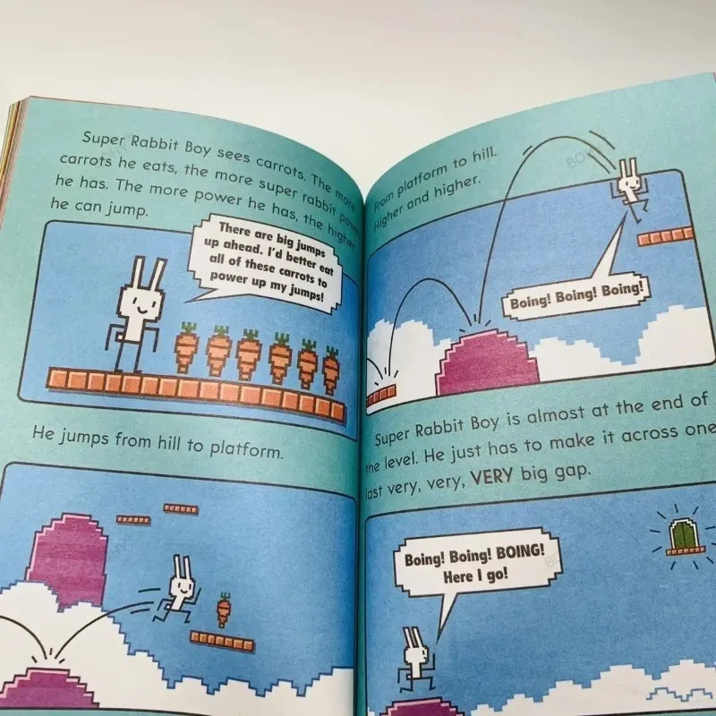 Super Rabbit Cartoon Books for Kids, Edição Inglês Reading, Press Start, Primário, Crianças, 13