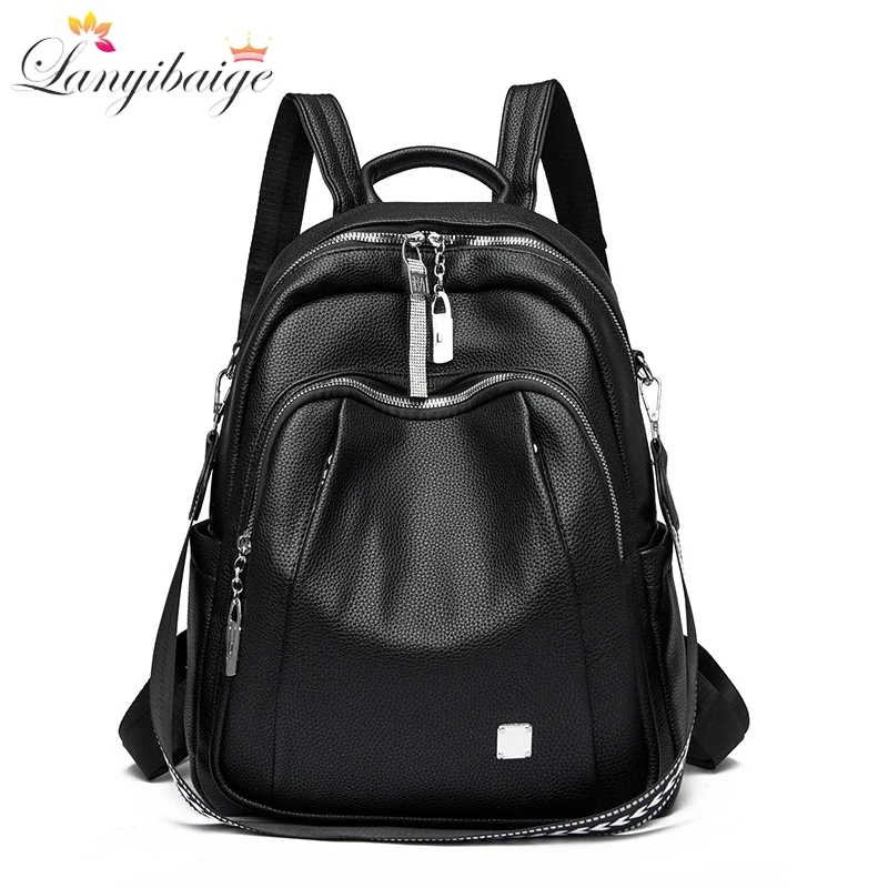 

Women Soft Leather Backpacks High Capacity Female Back Pack Casual Travel Ladies Bagpack Machial Feminina For Teenager Grils Dos