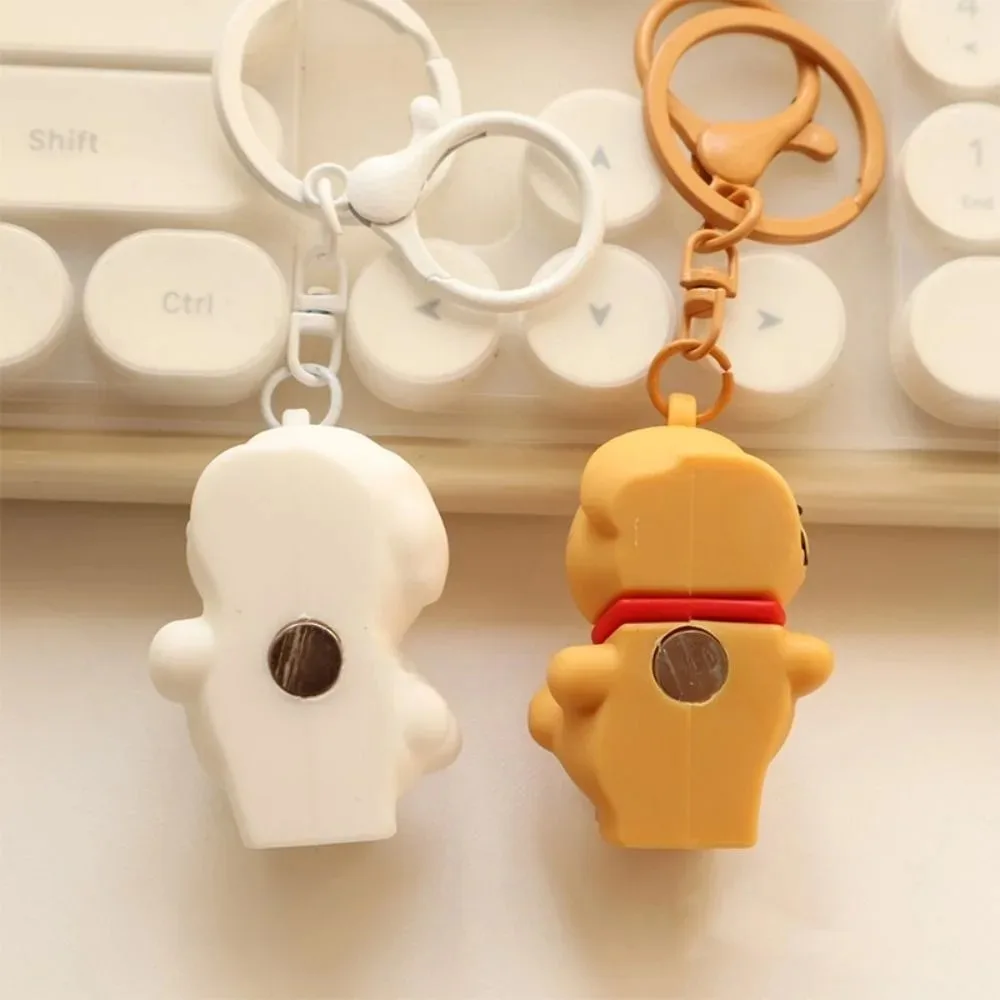 1/2/4 pares bonito dos desenhos animados magnético cão chaveiro boneca casal estilo filhote de cachorro mochila pingente animal chaveiro saco escolar decoração