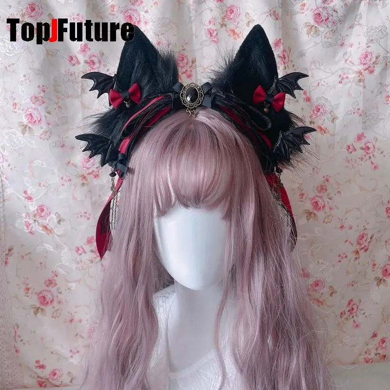 

Lolita Punk Y2K girl Gothic Women Subculture Harajuku demon wing hair accessory Hair accessories fox ear headband head hoop