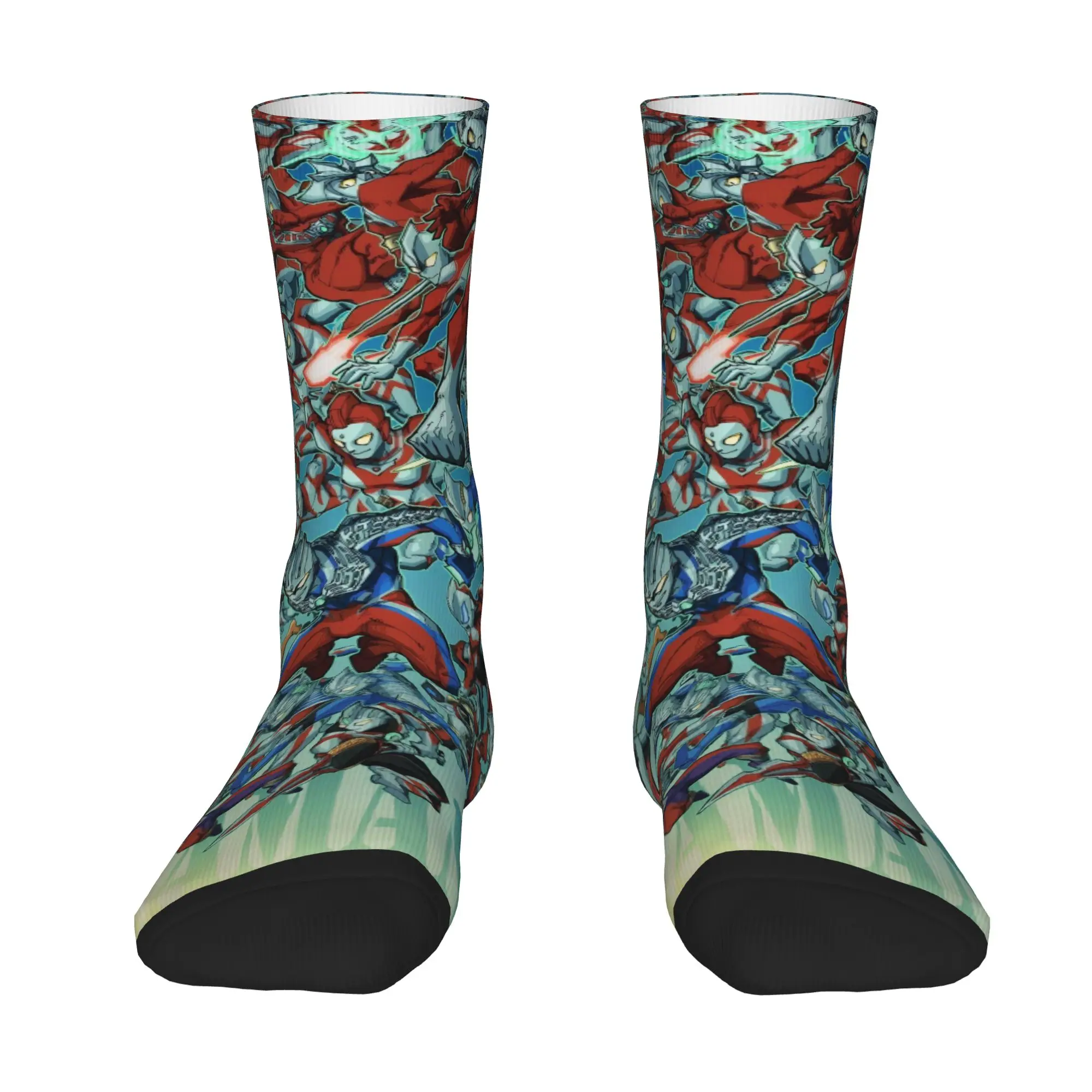 Funny Sock BANDAI Ultraman 28 Vintage Seamless Pattern Printed Men Socks Novelty Men's Socks