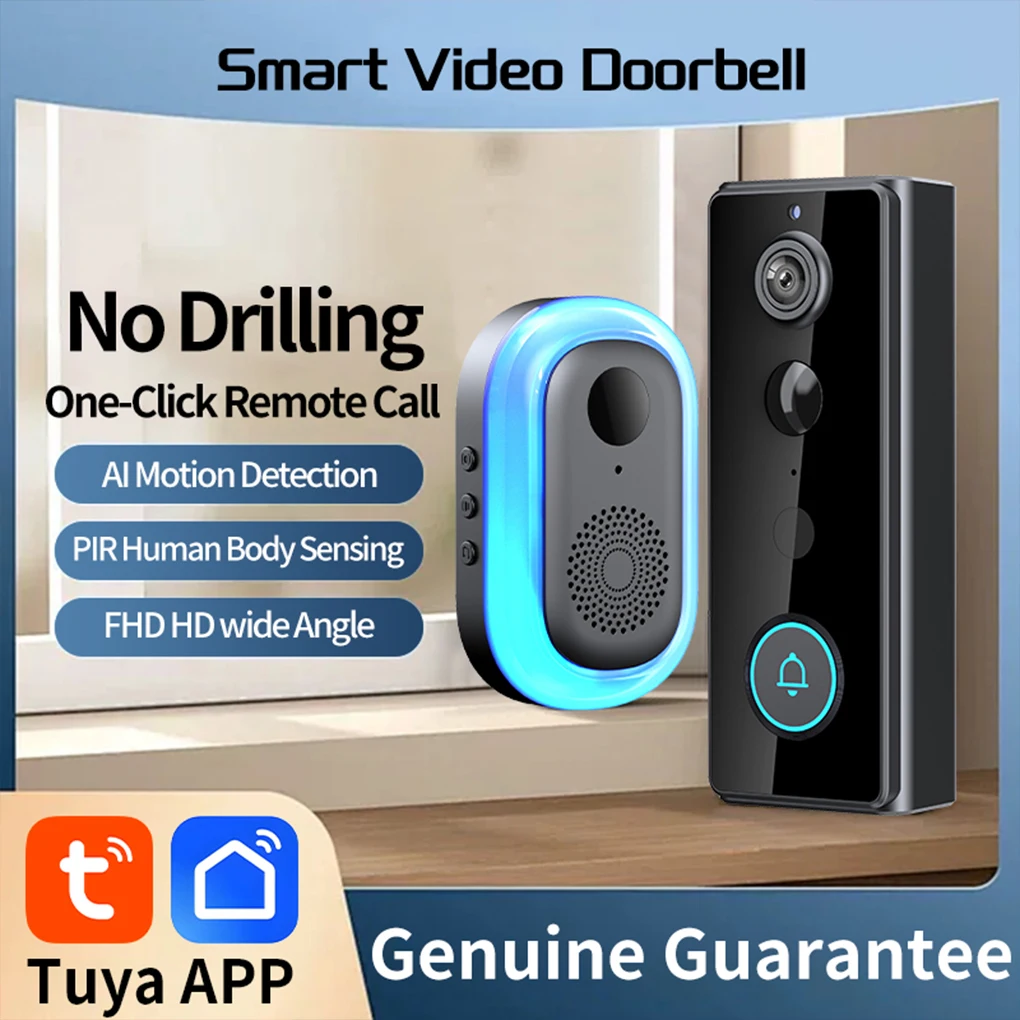 M18 Wireless Visual Doorbell Mobile Phone APP Remote Active Wake Up View a Key Video WiFi Video Built-in 4000 MAh Battery