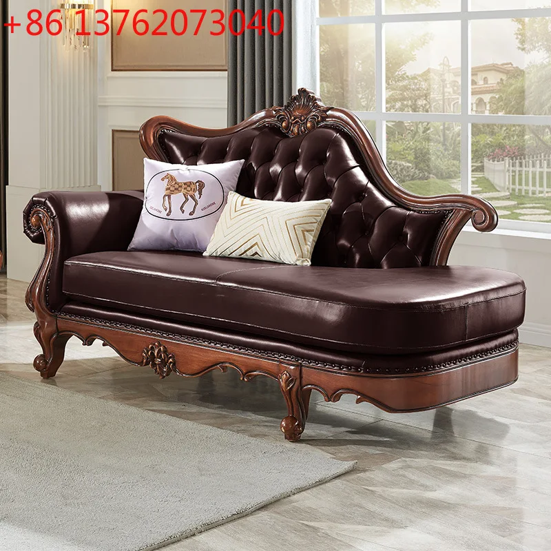 American leather solid wood chaise longue, bedroom beauty couch, European style living room sofa recliner