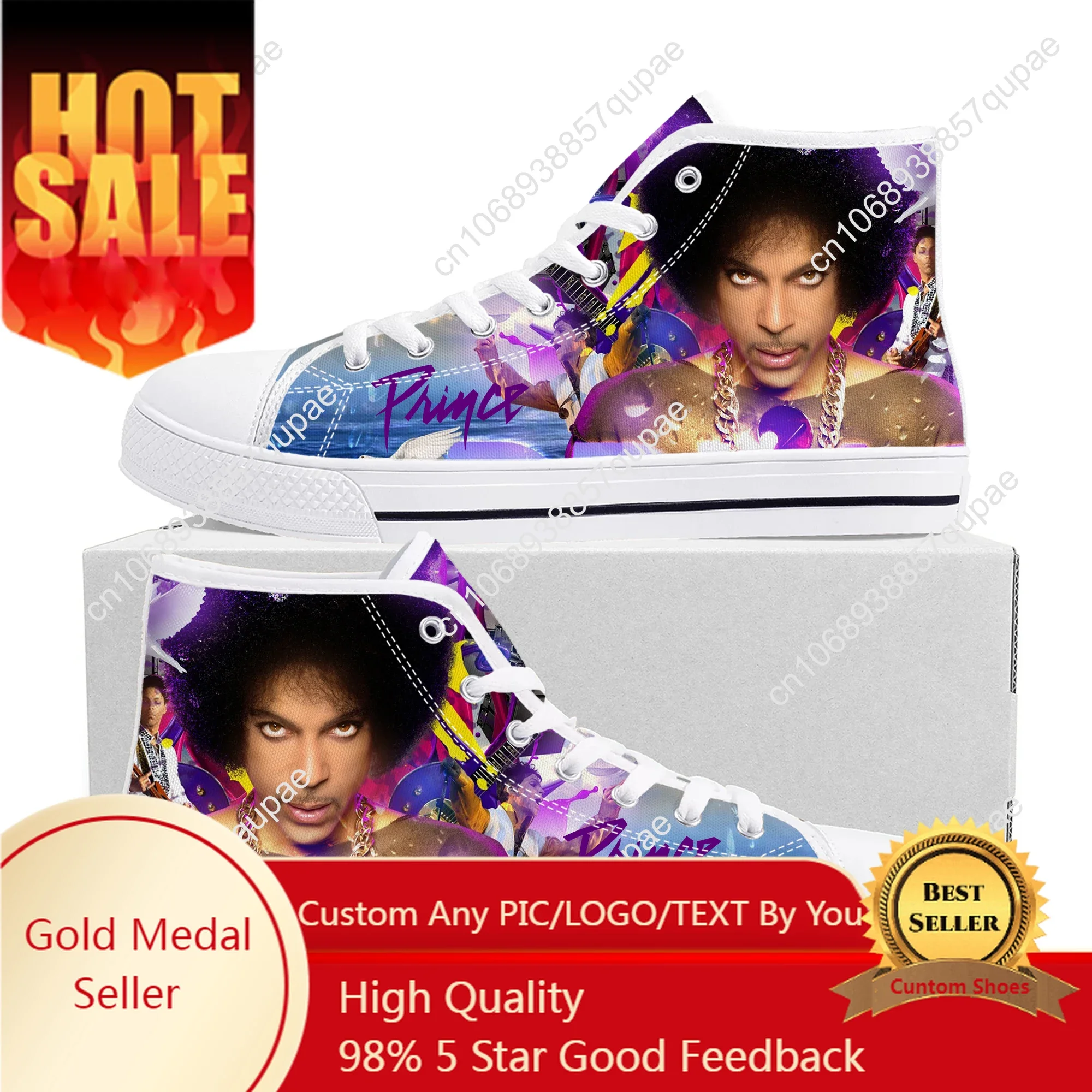 Homens e mulheres Prince Rogers Singer sapatilhas de lona, alta qualidade, sapatos casuais casal, sapatos personalizados, alta qualidade, adolescente